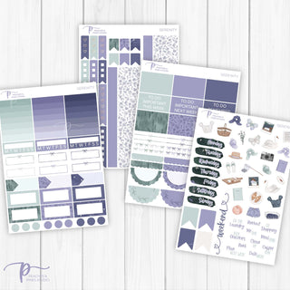 Serenity Weekly Kit - Planner Stickers For Vertical 7x9 Planners Like Erin Condren EC