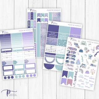 Asleep by Midnight Weekly Kit - Decorative Planner Stickers for Vertical 7x9 Planners Compatible with Erin Condren EC - Pages 5to8