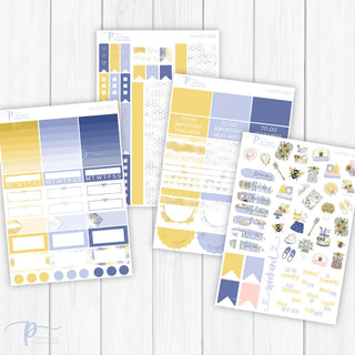 Honey Bee Weekly Kit - Planner Stickers For Vertical 7x9 Planners Like Erin Condren EC