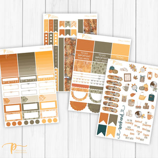 Fall Cabin Weekly Kit - Planner Stickers For Vertical 7x9 Planners Like Erin Condren EC