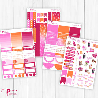 Pillow Talk Weekly Kit - Decorative Planner Stickers for Vertical 7x9 Planners Compatible with Erin Condren EC - Pages 5to8