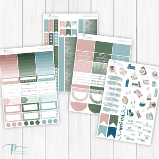 Snowbound Weekly Kit - Decorative Planner Stickers for Vertical 7x9 Planners Compatible with Erin Condren EC - Pages 5to8