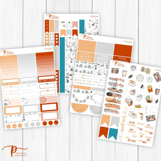 Foodie Weekly Kit - Decorative Planner Stickers for Vertical 7x9 Planners Compatible with Erin Condren EC - Pages 5to8