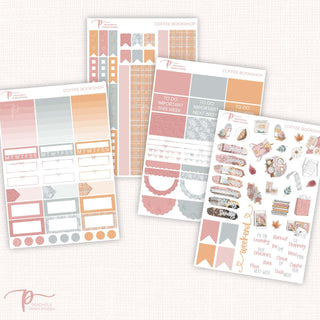 Coffee Bookshop Weekly Kit - Planner Stickers For Vertical 7x9 Planners Like Erin Condren EC