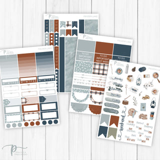 Frozen Lake Weekly Kit - Decorative Planner Stickers for Vertical 7x9 Planners Compatible with Erin Condren EC - Pages 5to8