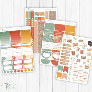 Scholar Society Weekly Kit - Planner Stickers For Vertical 7x9 Planners Like Erin Condren EC