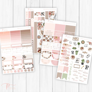 Breakfast & Coffee Weekly Kit - Decorative Planner Stickers for Vertical 7x9 Planners Compatible with Erin Condren EC - Pages 5to8