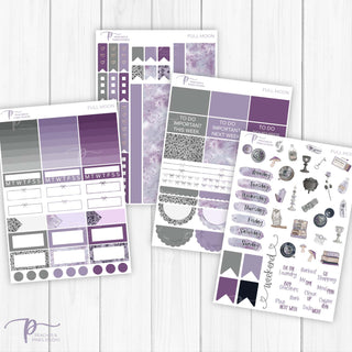 Full Moon Weekly Kit - Planner Stickers For Vertical 7x9 Planners Like Erin Condren EC