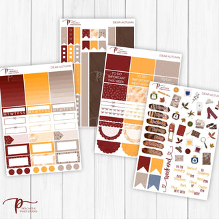 Dear Autumn Weekly Kit - Planner Stickers For Vertical 7x9 Planners Like Erin Condren EC