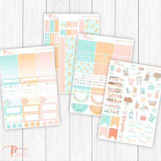 Squeaky Clean Weekly Kit - Planner Stickers For Vertical 7x9 Planners Like Erin Condren EC