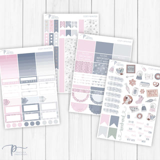 Cozy Winter Weekly Kit - Planner Stickers For Vertical 7x9 Planners Like Erin Condren EC