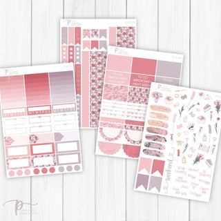 Fleur Weekly Kit - Planner Stickers For Vertical 7x9 Planners Like Erin Condren EC