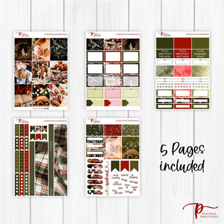 Christmas Mornings Photo Weekly Kit - Decorative Planner Stickers for Vertical 7x9 Planners Compatible with Erin Condren EC - Kit