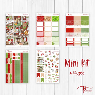 Holly Jolly Weekly Kit - Planner Stickers For Vertical 7x9 Planners Like Erin Condren EC