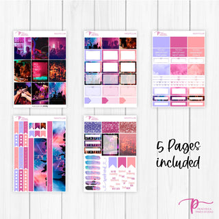 Nightclub Photo Weekly Kit - Decorative Planner Stickers for Vertical 7x9 Planners Compatible with Erin Condren EC - Kit