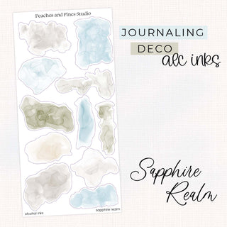 Sapphire Realm - Alcohol Ink Swatches | Journaling Deco Sticker Sheet