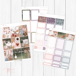 Cottagecore Weekly Kit - Planner Stickers For Vertical 7x9 Planners Like Erin Condren EC