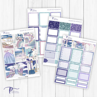 Asleep by Midnight  Weekly Kit - Decorative Planner Stickers for Vertical 7x9 Planners Compatible with Erin Condren EC - Pages 1to4