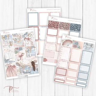 Midnight Fairytale Weekly Kit - Decorative Planner Stickers for Vertical 7x9 Planners Compatible with Erin Condren EC - Pages 1to4