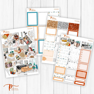 Foodie Weekly Kit - Decorative Planner Stickers for Vertical 7x9 Planners Compatible with Erin Condren EC - Pages 1to4