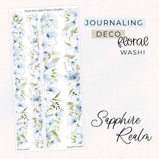 Sapphire Realm - Floral Washi | Journaling Deco Sticker Sheet