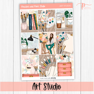 Art Studio Weekly Kit - Decorative Planner Stickers for Vertical 7x9 Planners Compatible with Erin Condren EC - Cover