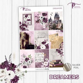 Dreamers Foiled Weekly Kit - Decorative Planner Stickers for Vertical 7x9 Planners Compatible with Erin Condren EC - Cover