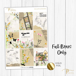 Wildflowers Foiled Weekly Kit - Planner Stickers For Vertical 7x9 Planners Like Erin Condren EC