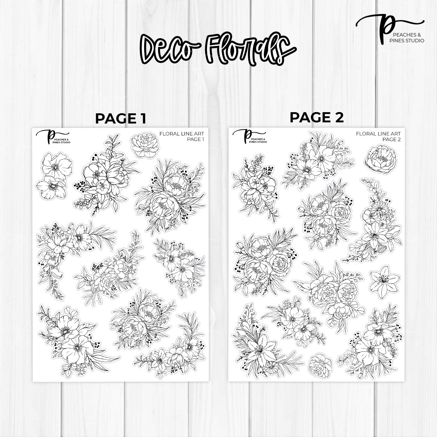 Floral Line Art - Foiled Stickers