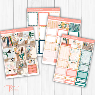 Art Studio Weekly Kit - Decorative Planner Stickers for Vertical 7x9 Planners Compatible with Erin Condren EC - Pages 1to4