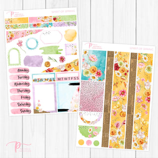 Spirit of Spring Foiled Weekly Kit - Planner Stickers For Vertical 7x9 Planners Like Erin Condren EC